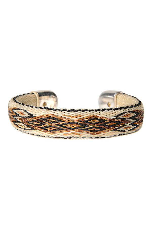 chamula Bendable Horsehair Bracelet - WHT/ BLK X TAN Horsehair Bracelet 6"