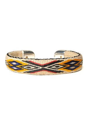 chamula Bendable Horsehair Bracelet - WHT/ BLK x YLW 7"