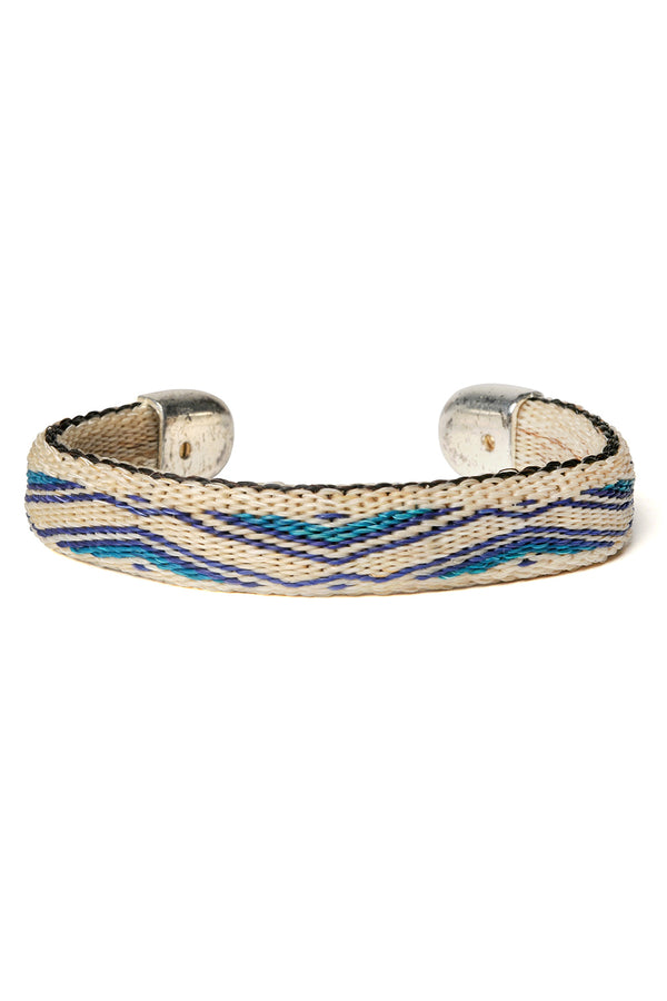 chamula Bendable Horsehair Bracelet - WHT/ BLU X TRQ Horsehair Bracelet 6"