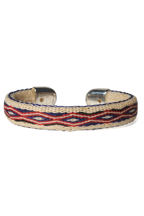 chamula Bendable Horsehair Bracelet - WHT / RED X BLU Horsehair Bracelet 7"