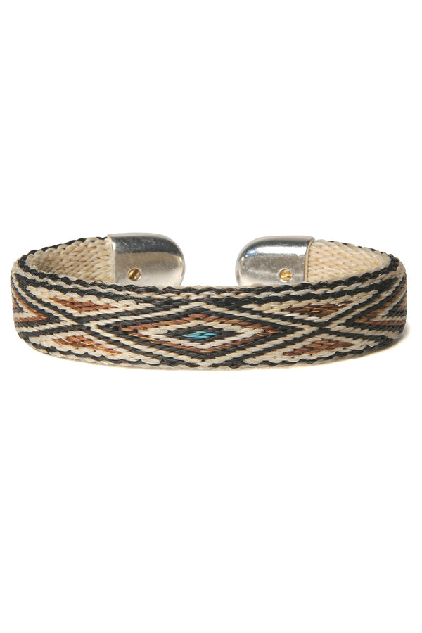 chamula Bendable Horsehair Bracelet - WHT/ TURQ X BWN 7"