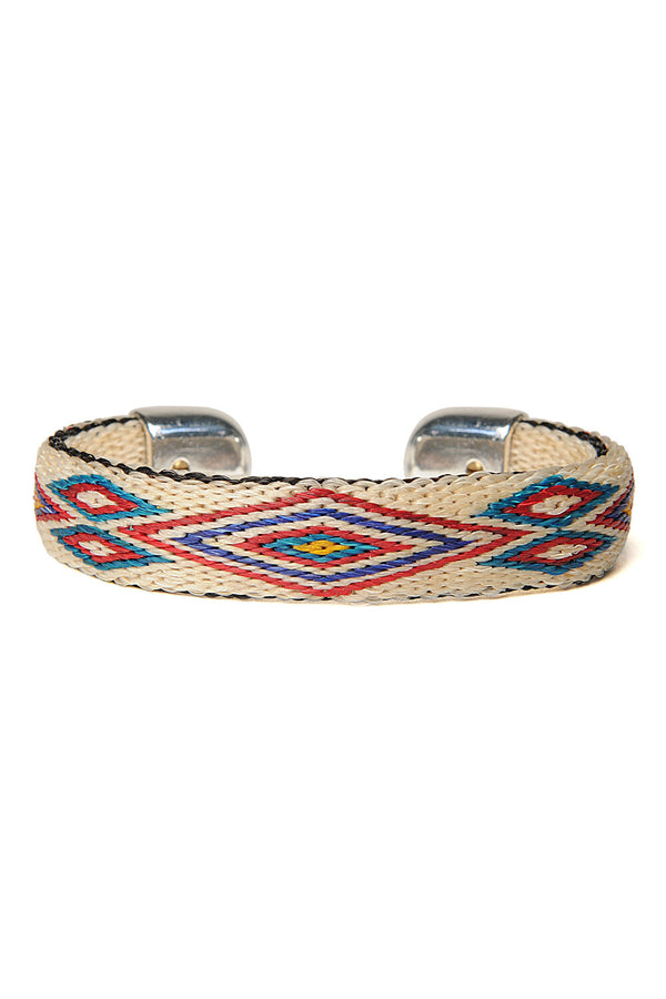 chamula Bendable Horsehair Bracelet - WHT/ TURQ X RED Horsehair Bracelet 7"