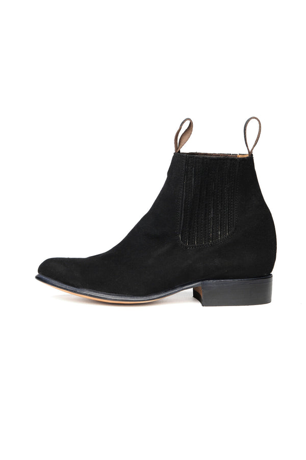 chamula Botin Charro [Suede Leather] Boots Ante Negro