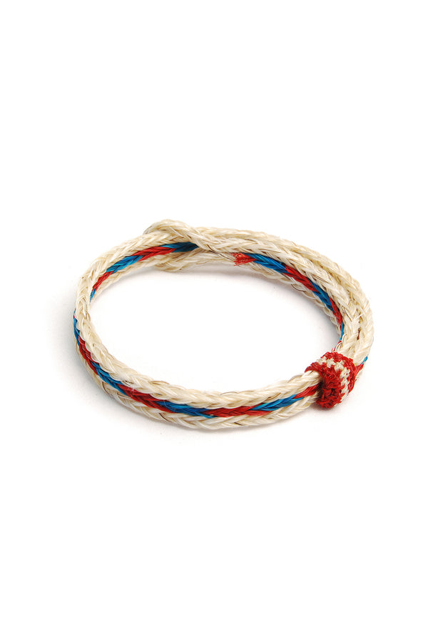 chamula Braided Horsehair Bracelet - #14 RED/TURQ/WHT Horsehair Bracelet