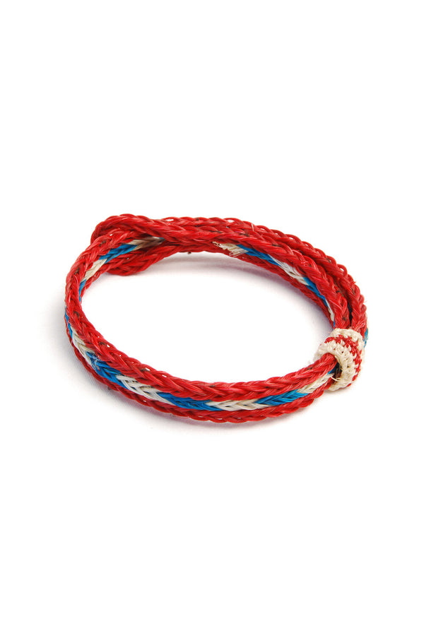 chamula Braided Horsehair Bracelet - #15 TURQ/ WHT/RED Horsehair Bracelet