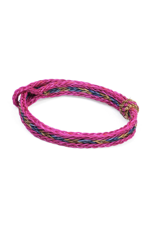 chamula Braided Horsehair Bracelet - #27 LT.INDIGO/TAN/PINK Horsehair Bracelet