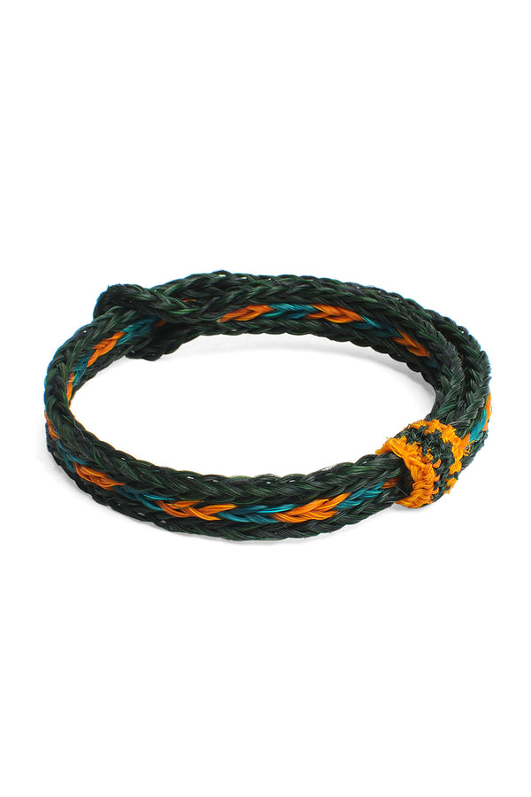 chamula Braided Horsehair Bracelet - #35 GRN/ORG/FOREST