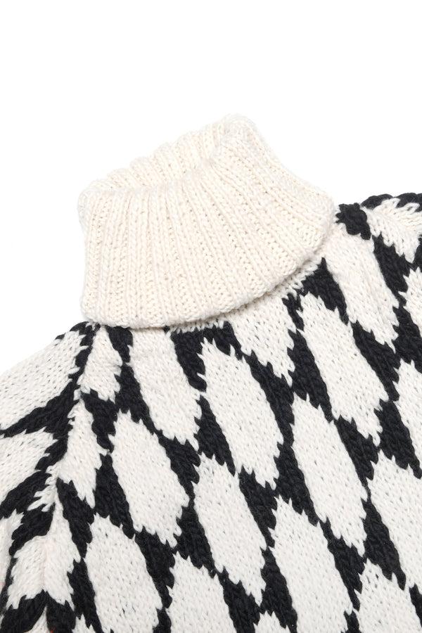 Chamula Butterfly Wing Turtleneck Pullover - Ivory X Black Sweater L