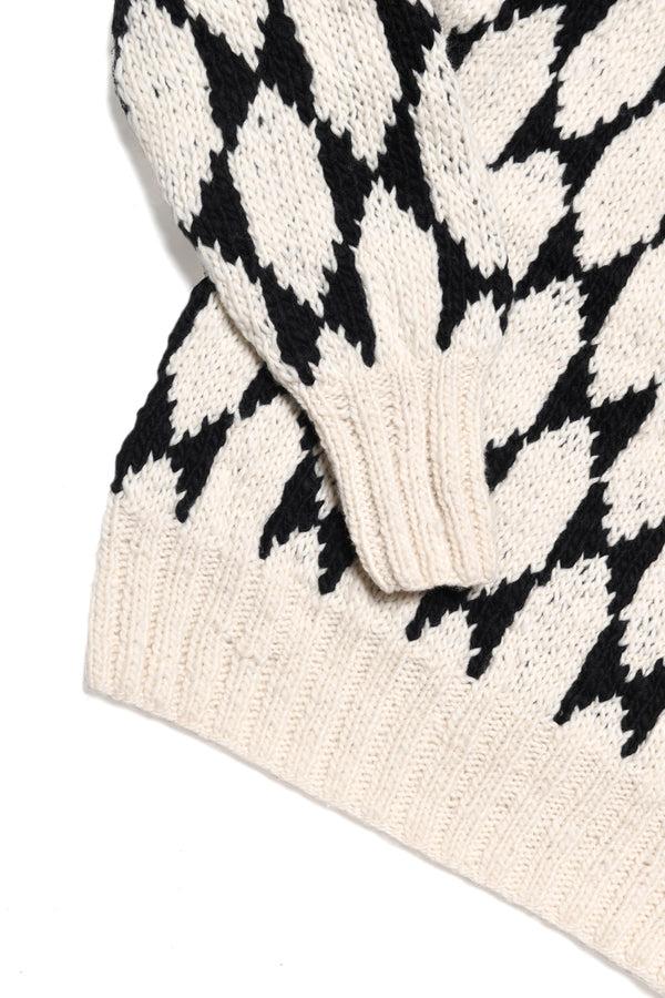 Chamula Butterfly Wing Turtleneck Pullover - Ivory X Black Sweater L