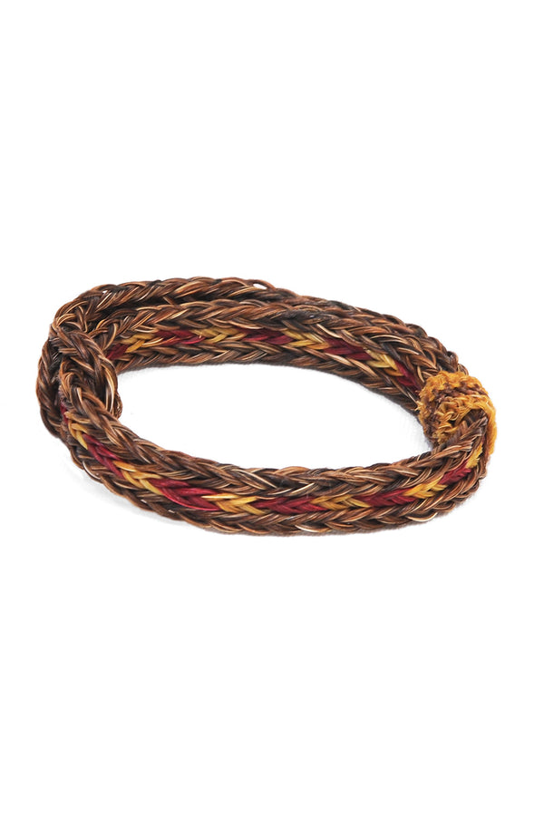 chamula Braided Horsehair Bracelet - #36 RED/GLD/TAN