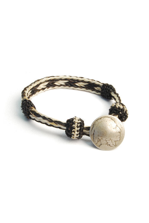 chamula Concho Bracelet - #04 BLK X WHT/NAT