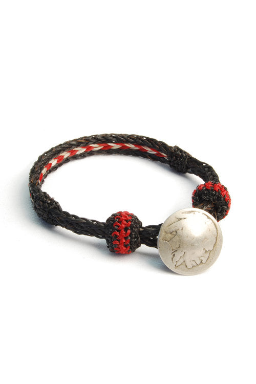 chamula Concho Bracelet - #08 BLK/WHT X RED