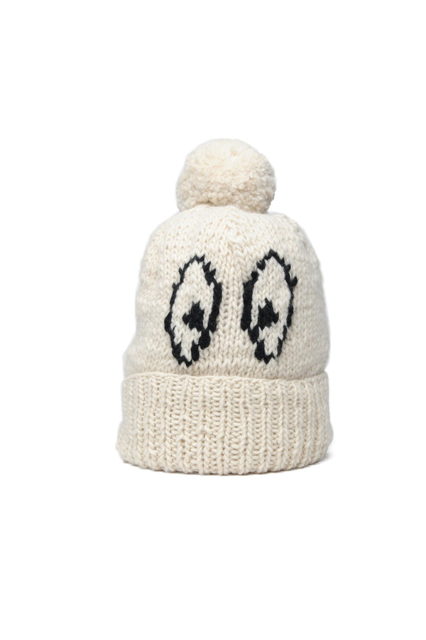 chamula Double Cuff Cap Avocado - Ivory Beanie