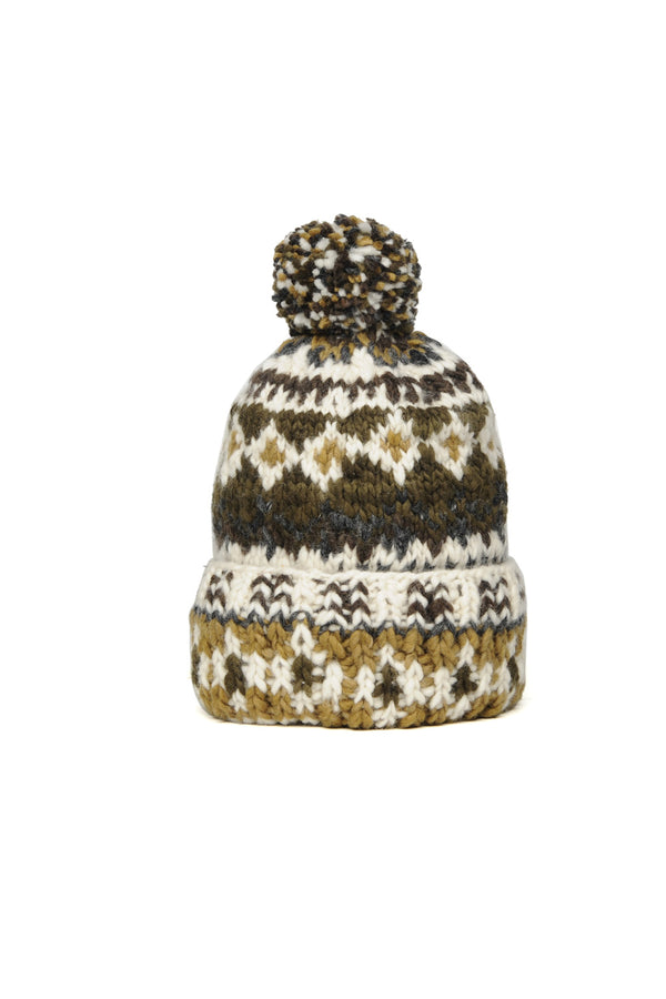 chamula Double Cuff Cap Fair Isle #3 - Ivory #4 Beanie