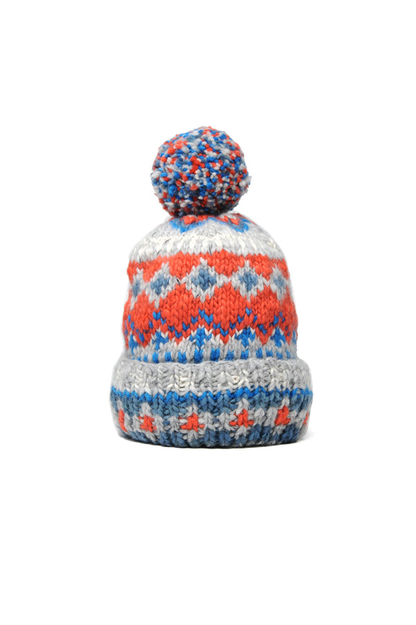 chamula Double Cuff Cap Fair Isle #3 - Pearl Grey #3