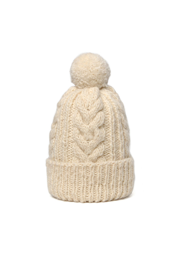 chamula Double Cuff Cap Fisherman - Ivory Beanie