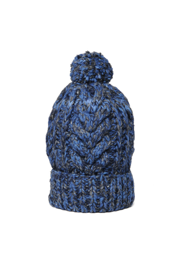 chamula Double Cuff Cap Fisherman - Navy Mix Beanie