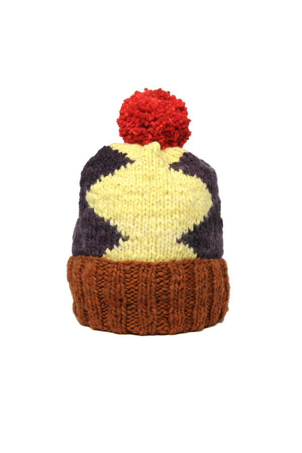 Chamula Double Cuff Cap Lightning - Red Rust Beanie