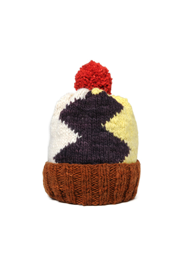 chamula Double Cuff Cap Lightning - Red Rust Beanie
