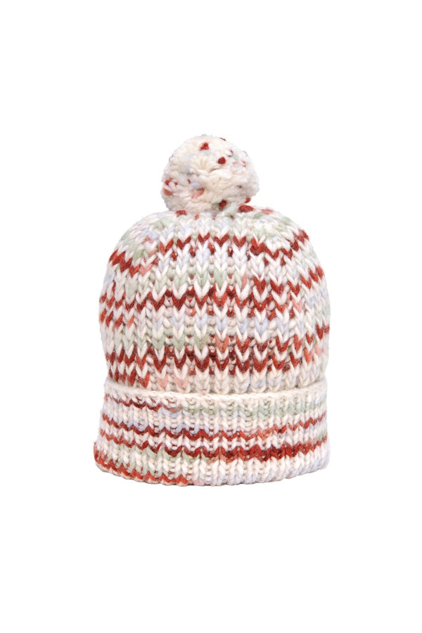 chamula Double Cuff Cap Mix Stripe - Ivory Beanie