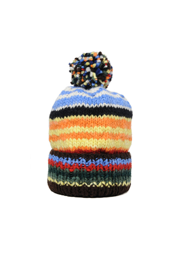 chamula Double Cuff Cap Serape #2 - Chocolate Beanie