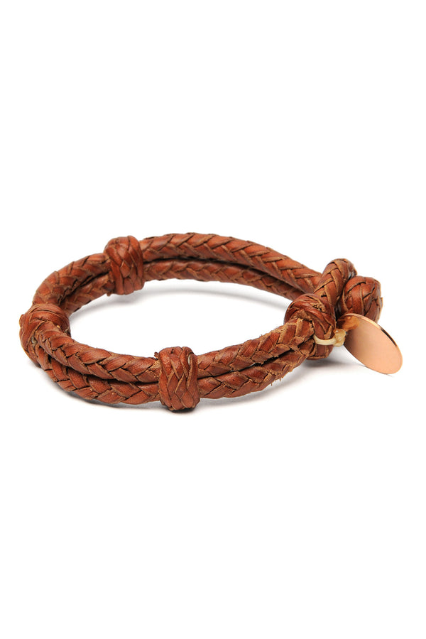 chamula Double Round Leather Bracelet - Tan 2 M