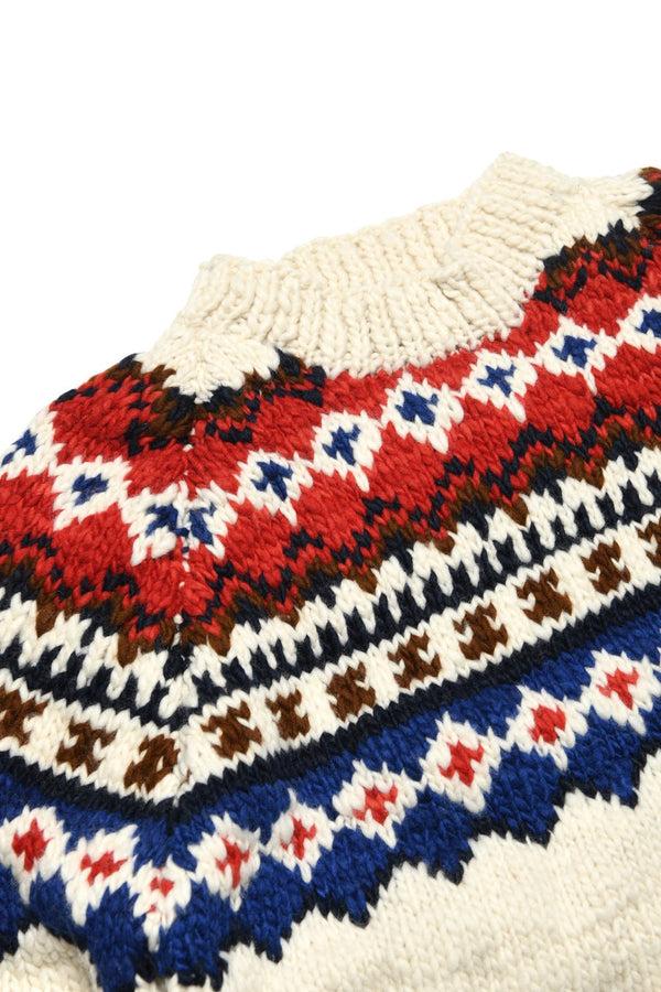Chamula Fair Isle #3 Pullover - Ivory #3 Sweater XXL