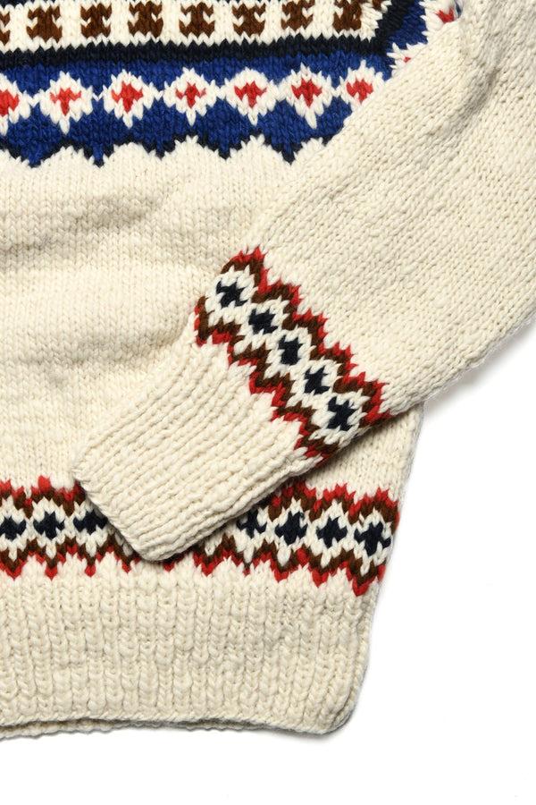 Chamula Fair Isle #3 Pullover - Ivory #3 Sweater XXL