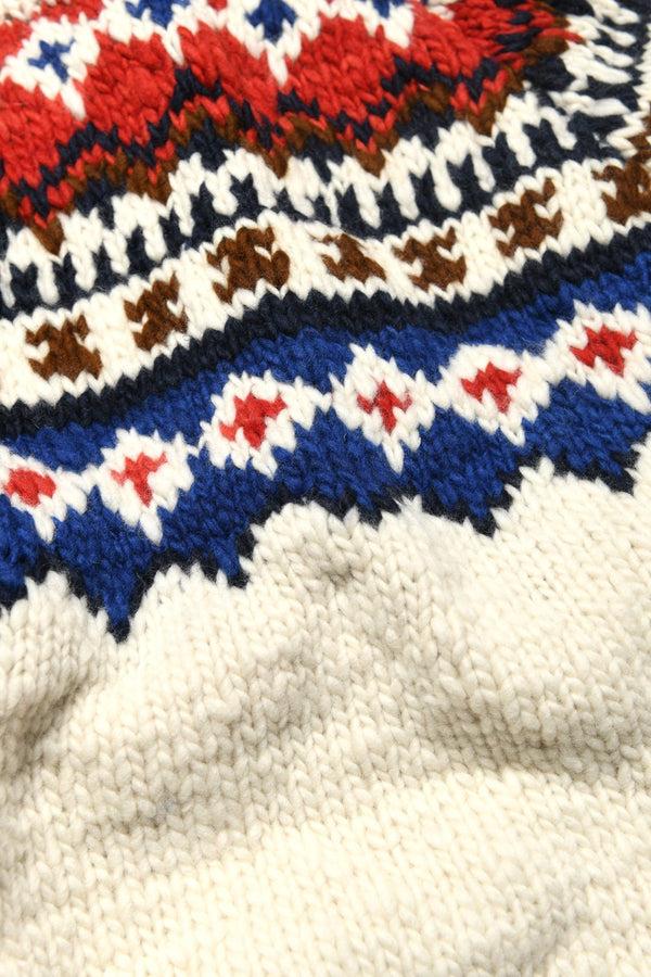 Chamula Fair Isle #3 Pullover - Ivory #3 Sweater XXL