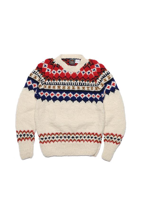 chamula Fair Isle #3 Pullover - Ivory #3 Sweater XXL