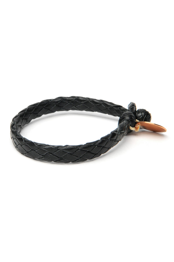 chamula Flat Weaved Leather Bracelet - Black S