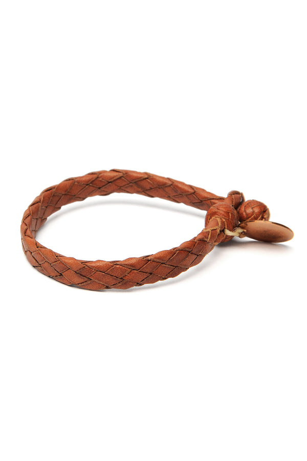 chamula Flat Weaved Leather Bracelet - Tan 2 S