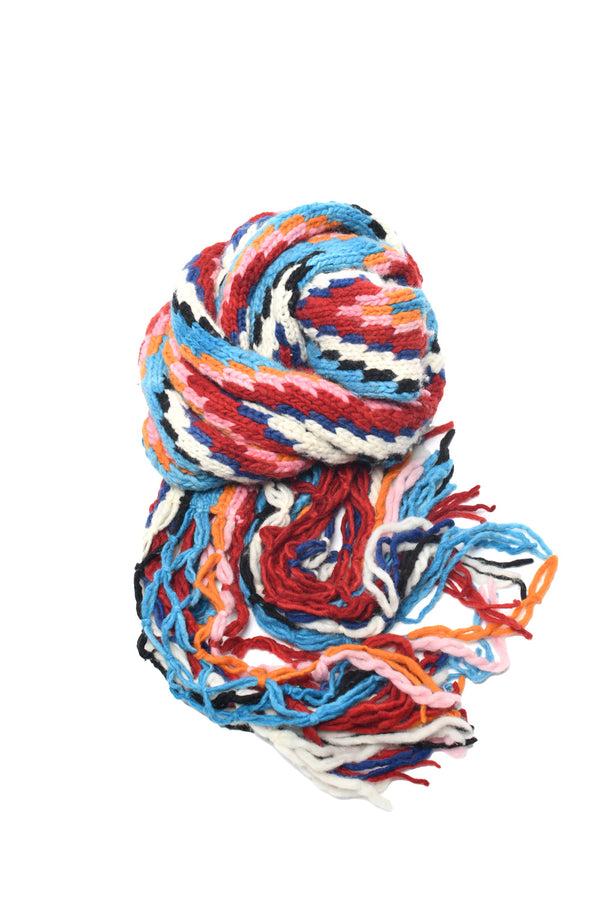 chamula Merino Wool Muffler Design B - Red Scarf