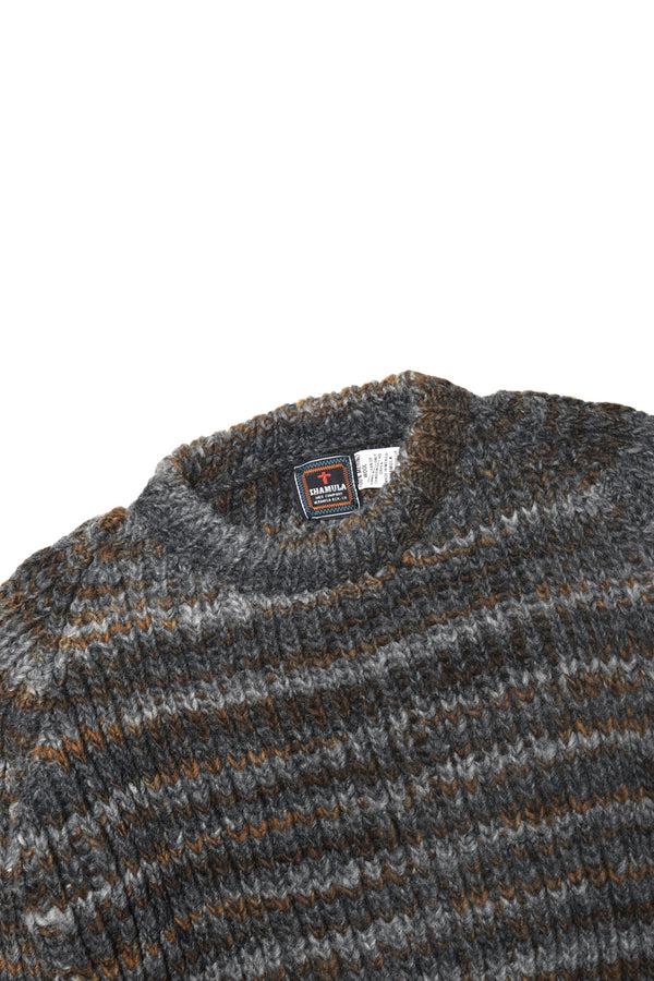 Chamula Mix Stripe Pullover - Black X Grey Sweater M