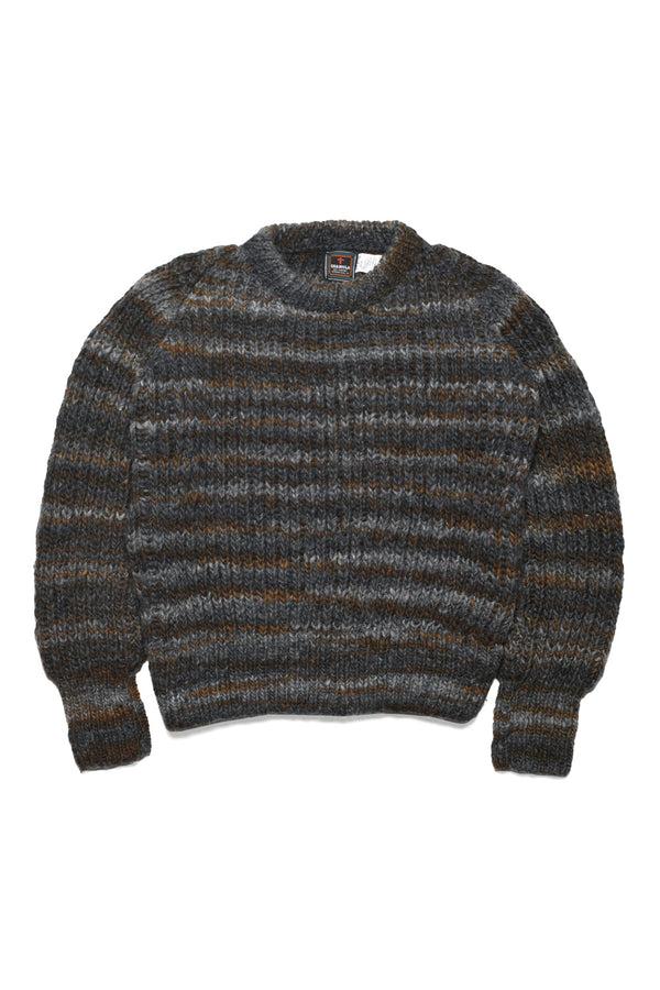 chamula Mix Stripe Pullover - Black x Grey Sweater M