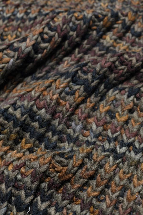 Chamula Mix Stripe Pullover - Dk. Olive Sweater M