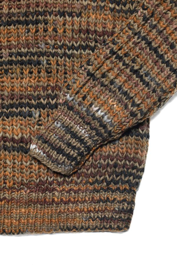 Chamula Mix Stripe Pullover - Dk. Olive Sweater M