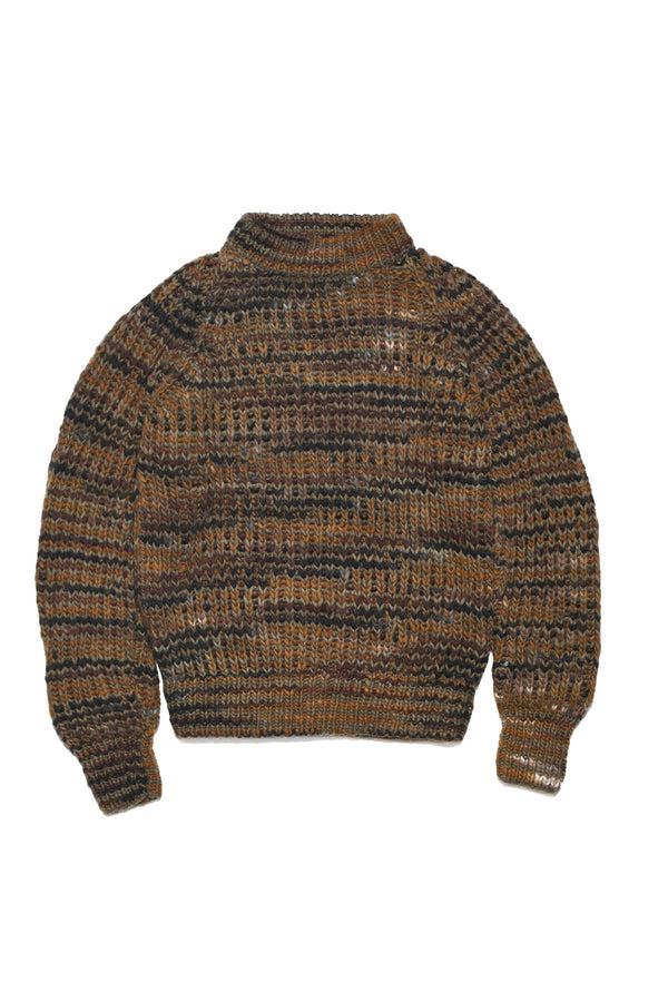 chamula Mix Stripe Pullover - Dk. Olive Sweater M