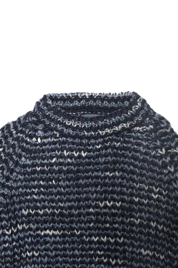 Chamula Mix Stripe Pullover - Navy Sweater L