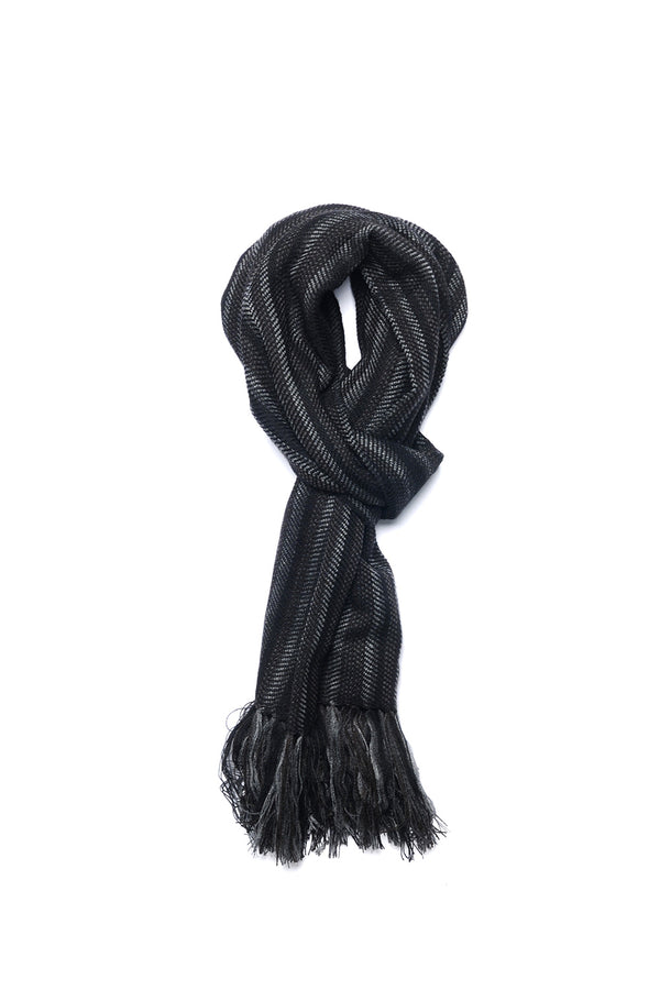 Chamula Narrow Muffler Design E - Black Scarf