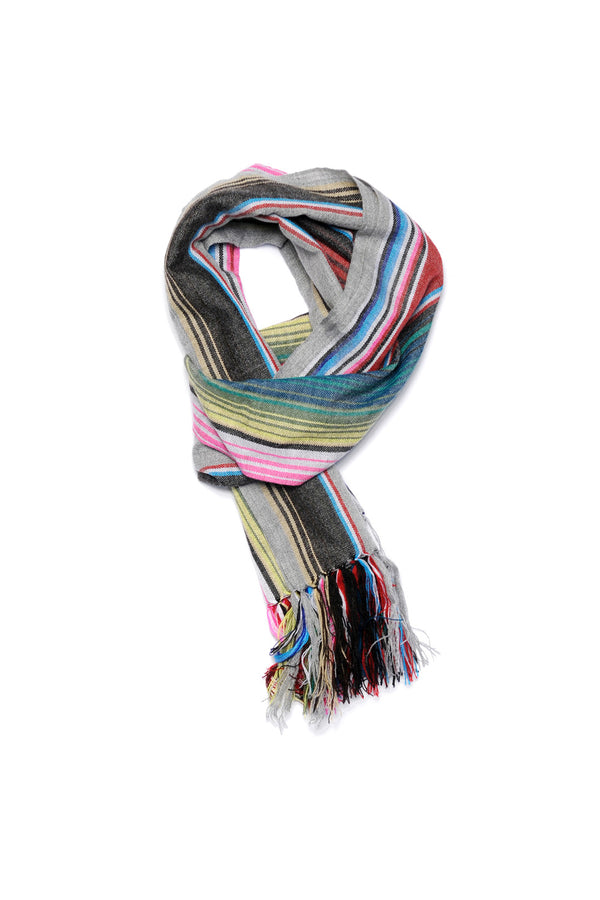 Chamula Narrow Serape Muffler - Grey #1 Scarf