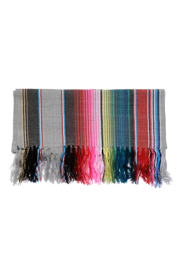 chamula Narrow Serape Muffler - Grey #1 Scarf
