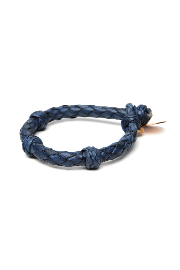 chamula Round Leather Bracelet - Blue 1 M