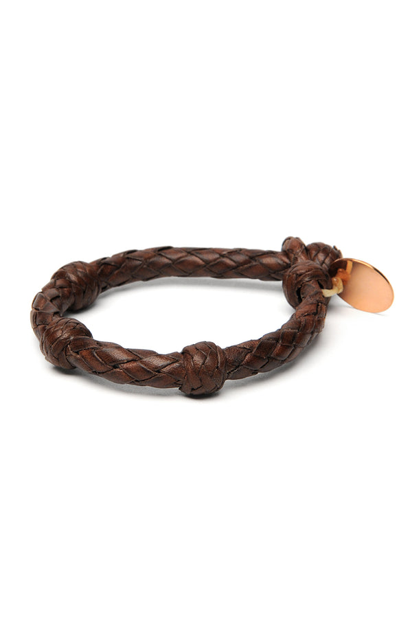 chamula Round Leather Bracelet - Brown 2 S