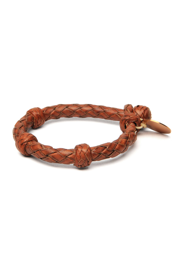 chamula Round Leather Bracelet - Tan 2 S