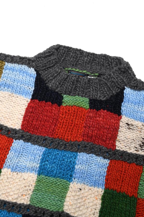 Chamula Sampler Squares Pullover - Grey Sweater L