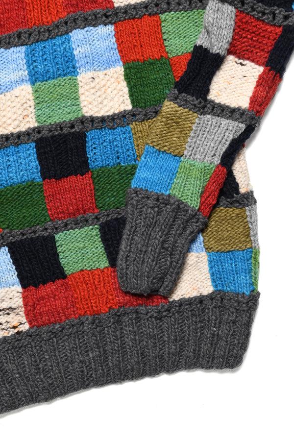 Chamula Sampler Squares Pullover - Grey Sweater L