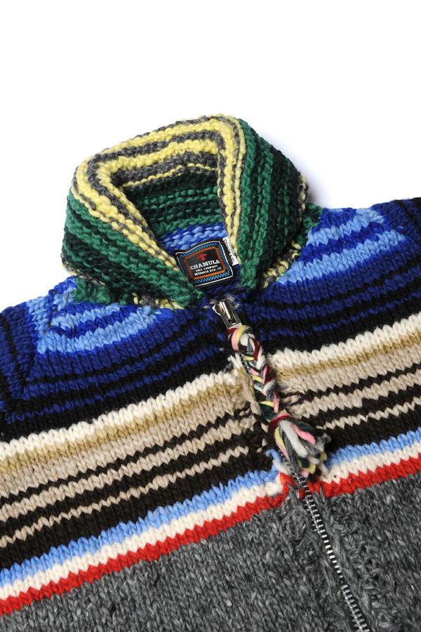 Chamula Serape Zipper Cardigan - Grey Sweater S