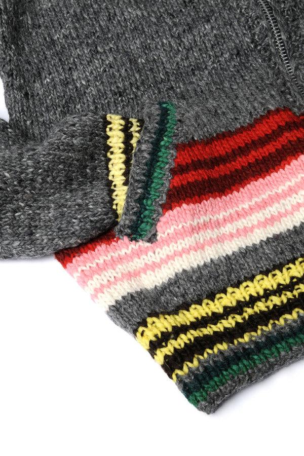 Chamula Serape Zipper Cardigan - Grey Sweater S