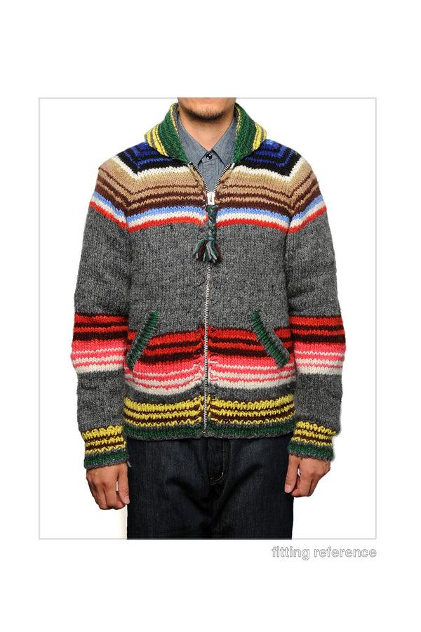 Chamula Serape Zipper Cardigan - Grey Sweater S